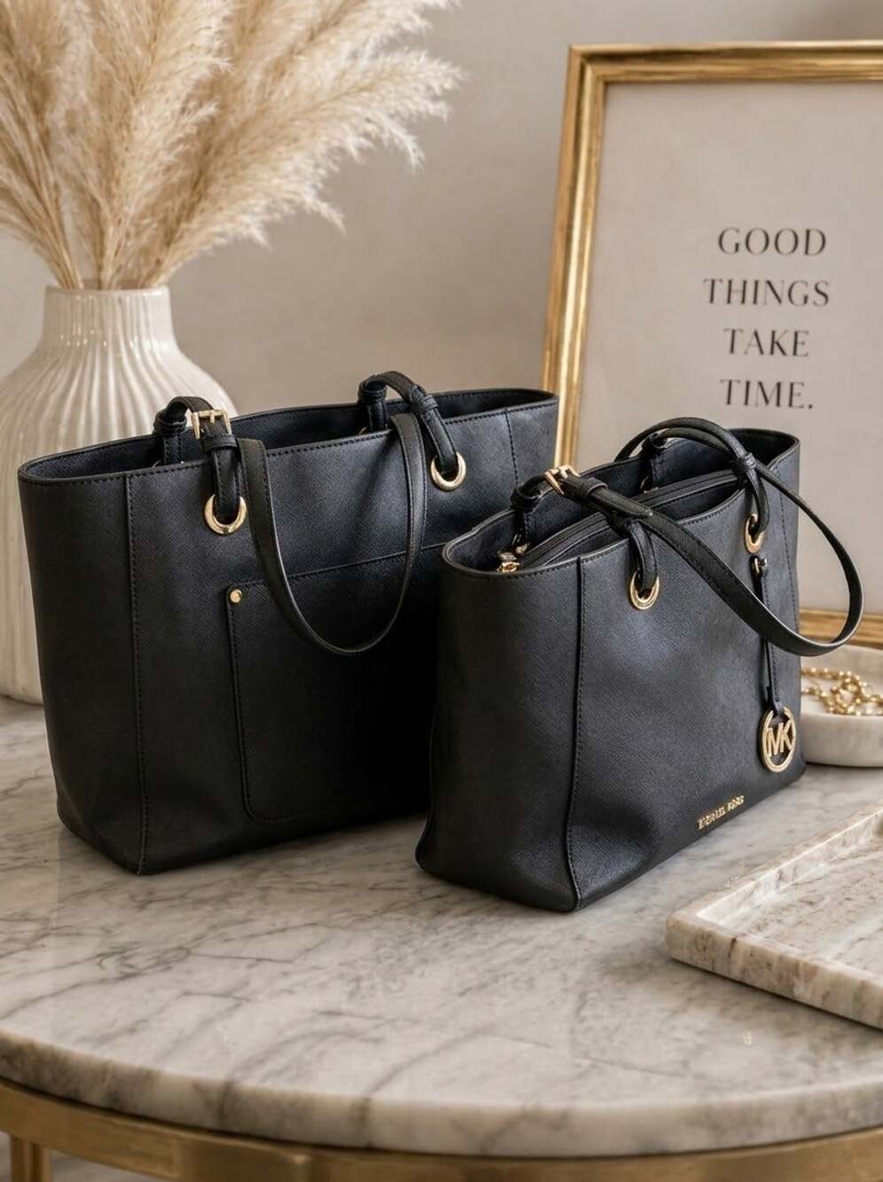 Michael Kors Walsh Saffiano Leather Tote Bag Black
